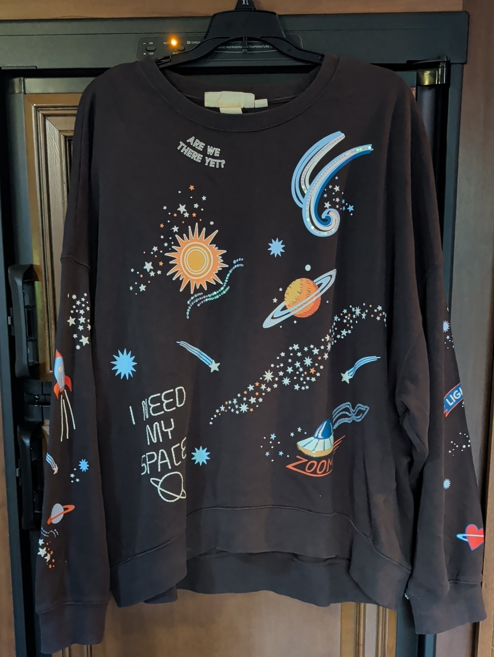 H&M Black Space Graphic Sweatshirt with Blue & Orange Accents